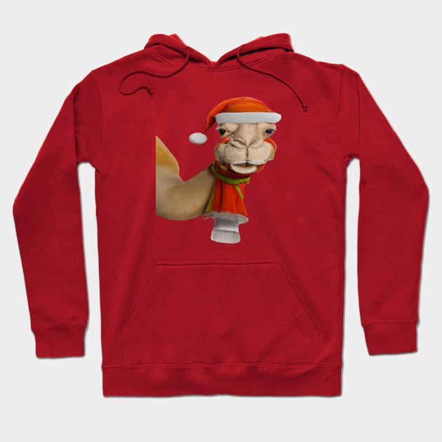 Adorable Cute Camel Wearing Santa Hat Christmas Hoodie by taiche